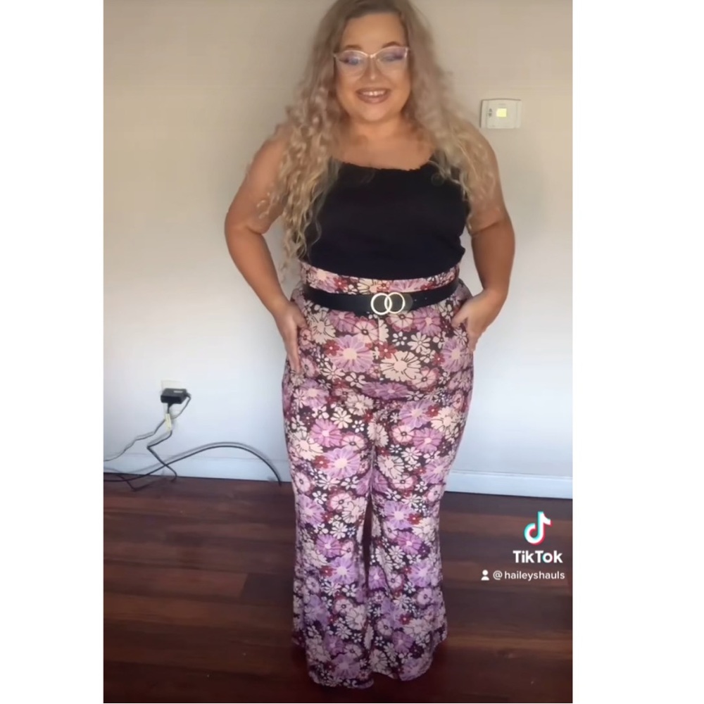 NWT Nasty Gal retro floral flare pants